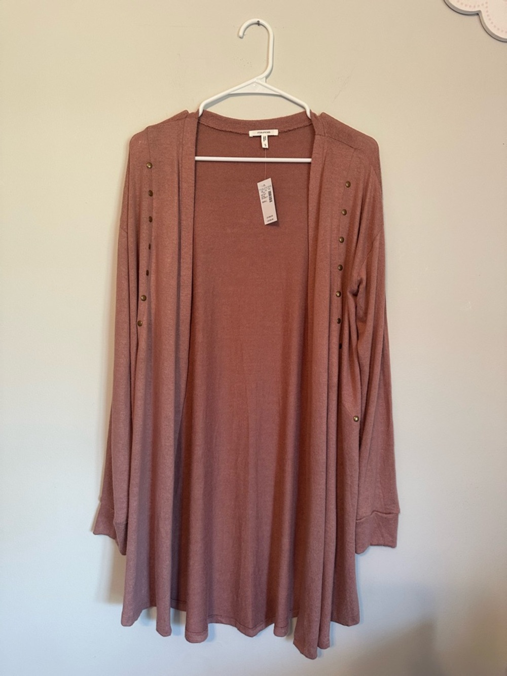 Maurices Dusty Rose Open-Front Knit Cardigan